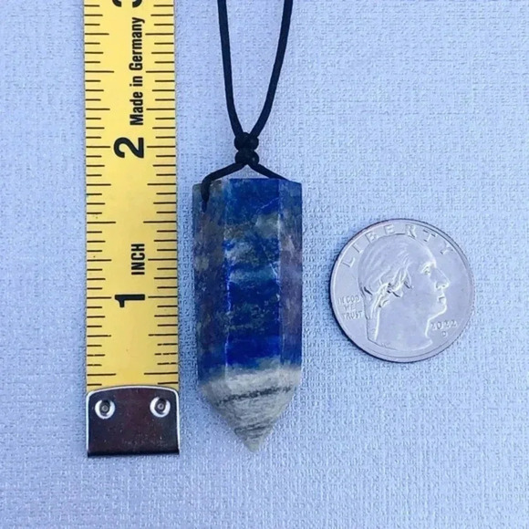 Blue Sodalite Reiki Crystal Handmade Slide Cord Necklace - Picture 3 of 3